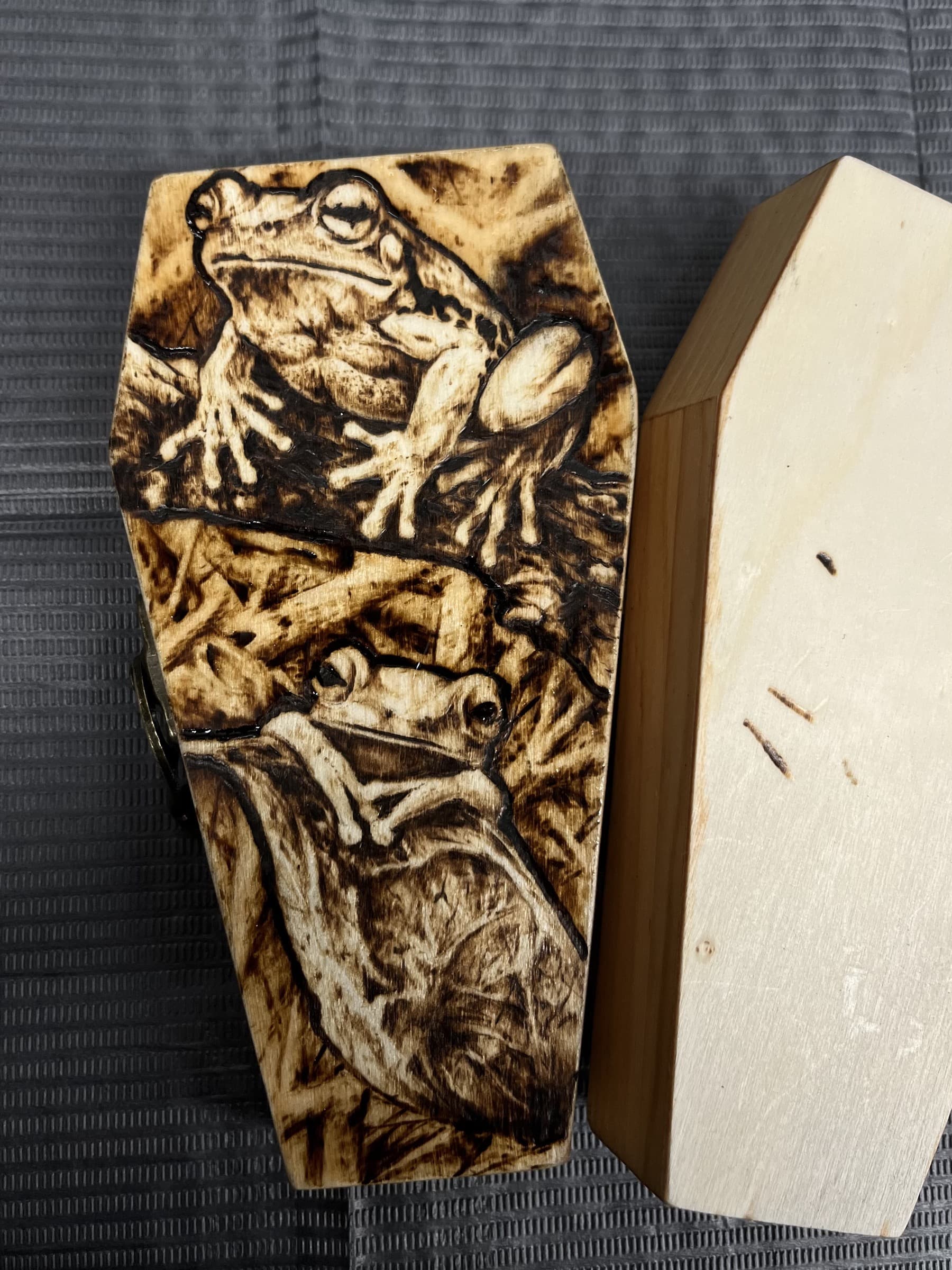 Wood burning art detail by Pete Seyring.