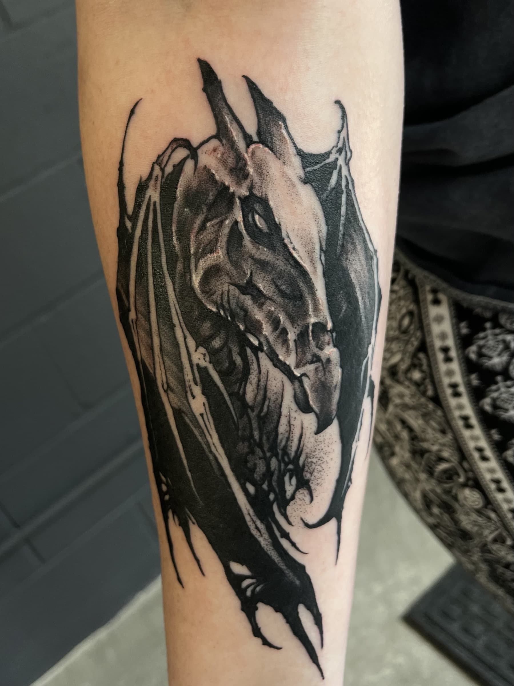 Custom lettering tattoo by Pete Seyring.