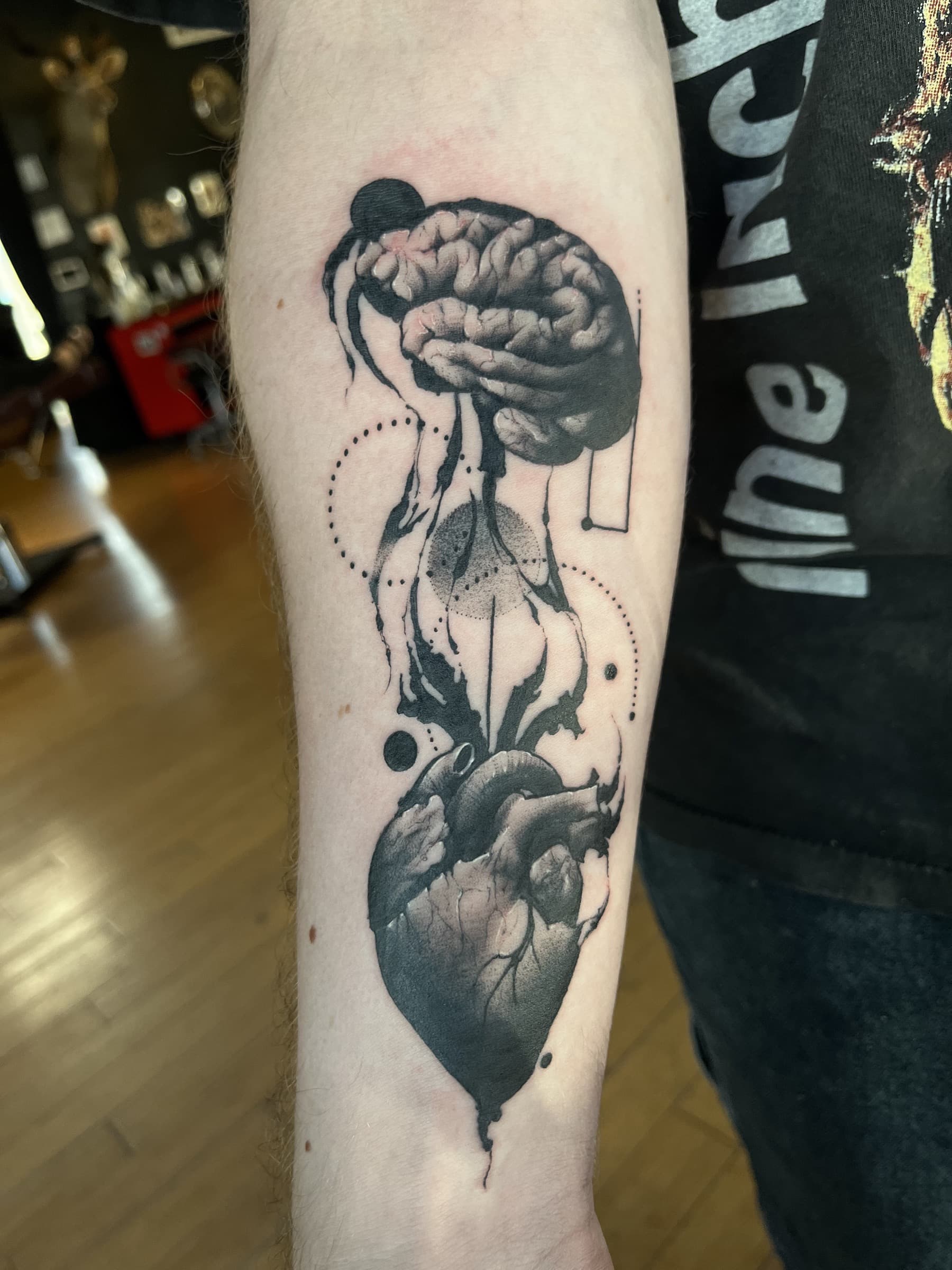 Custom lettering tattoo detail by Pete Seyring.